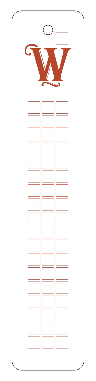Flat part layout for the Bookmark, pattern: Squares