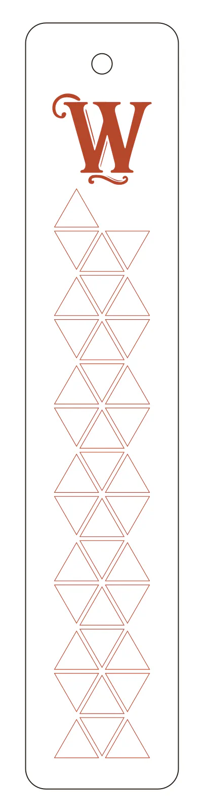 Flat part layout for the Bookmark, pattern: Triangles