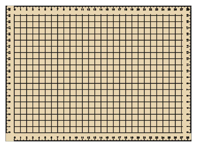 Cutting board, ruler edges: All four edges
