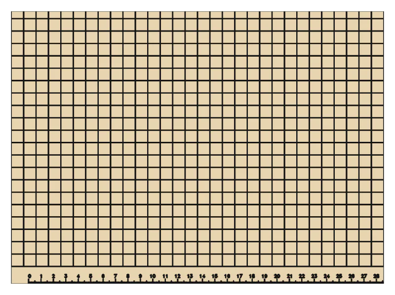 Cutting board, ruler edges: Bottom
