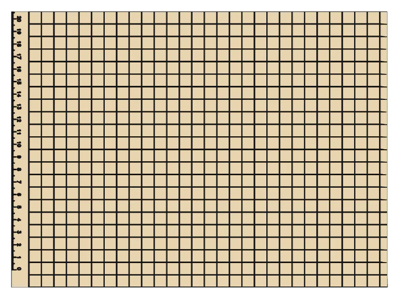 Cutting board, ruler edges: Left
