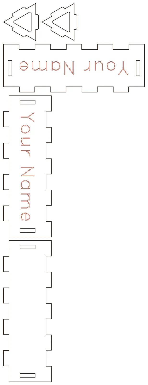 Flat part layout for the Desk Sign, ends: Cut out