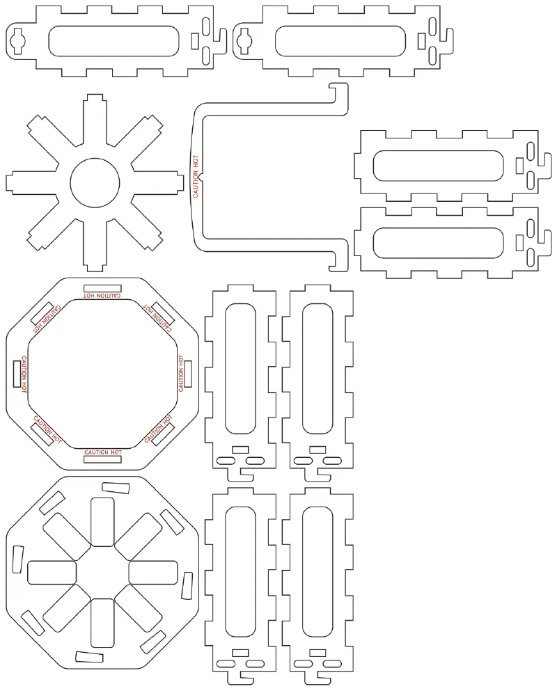 Flat part layout for the Lantern, sides: Octagonal