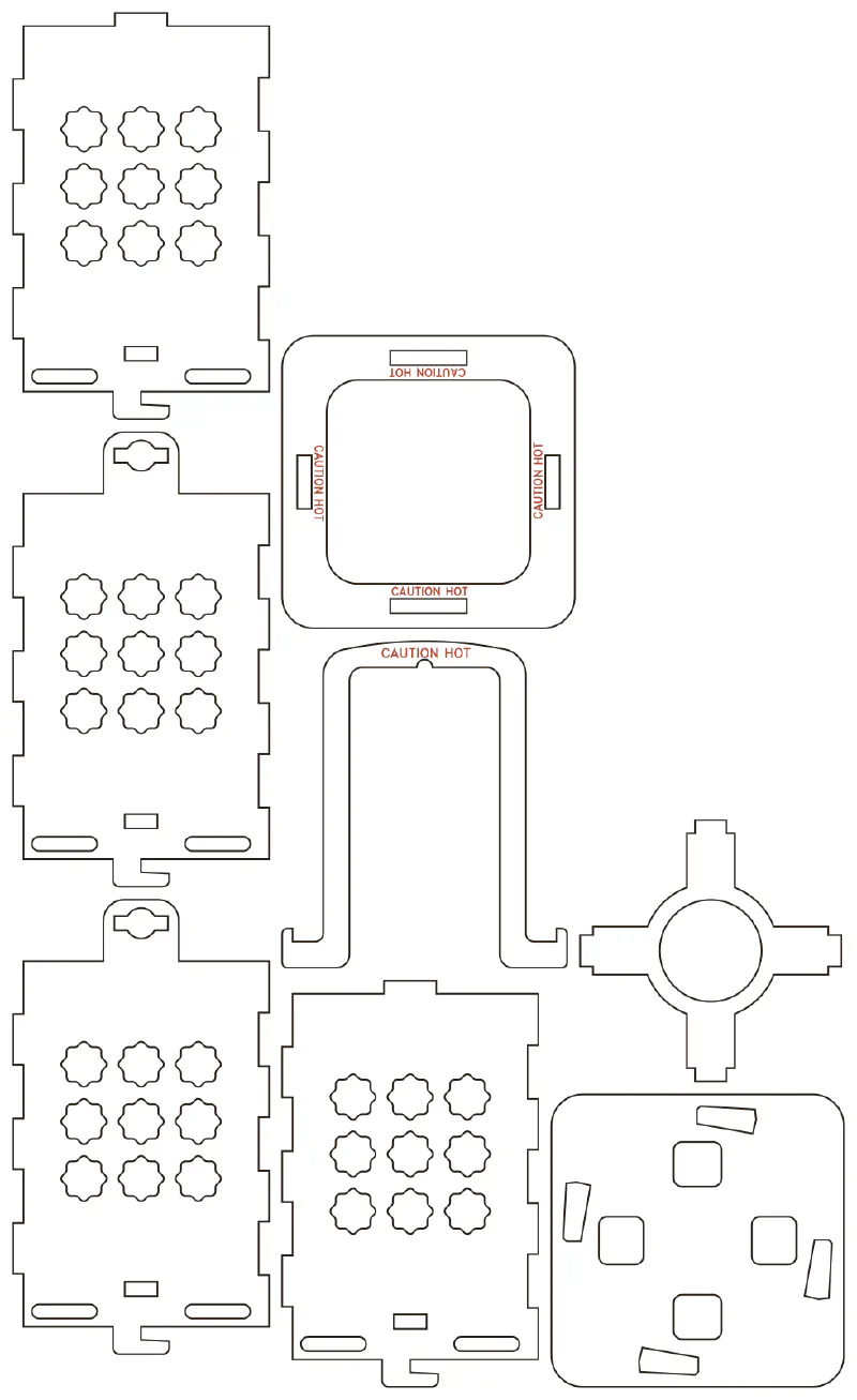 Flat part layout for the Lantern, window: Eight-point stars