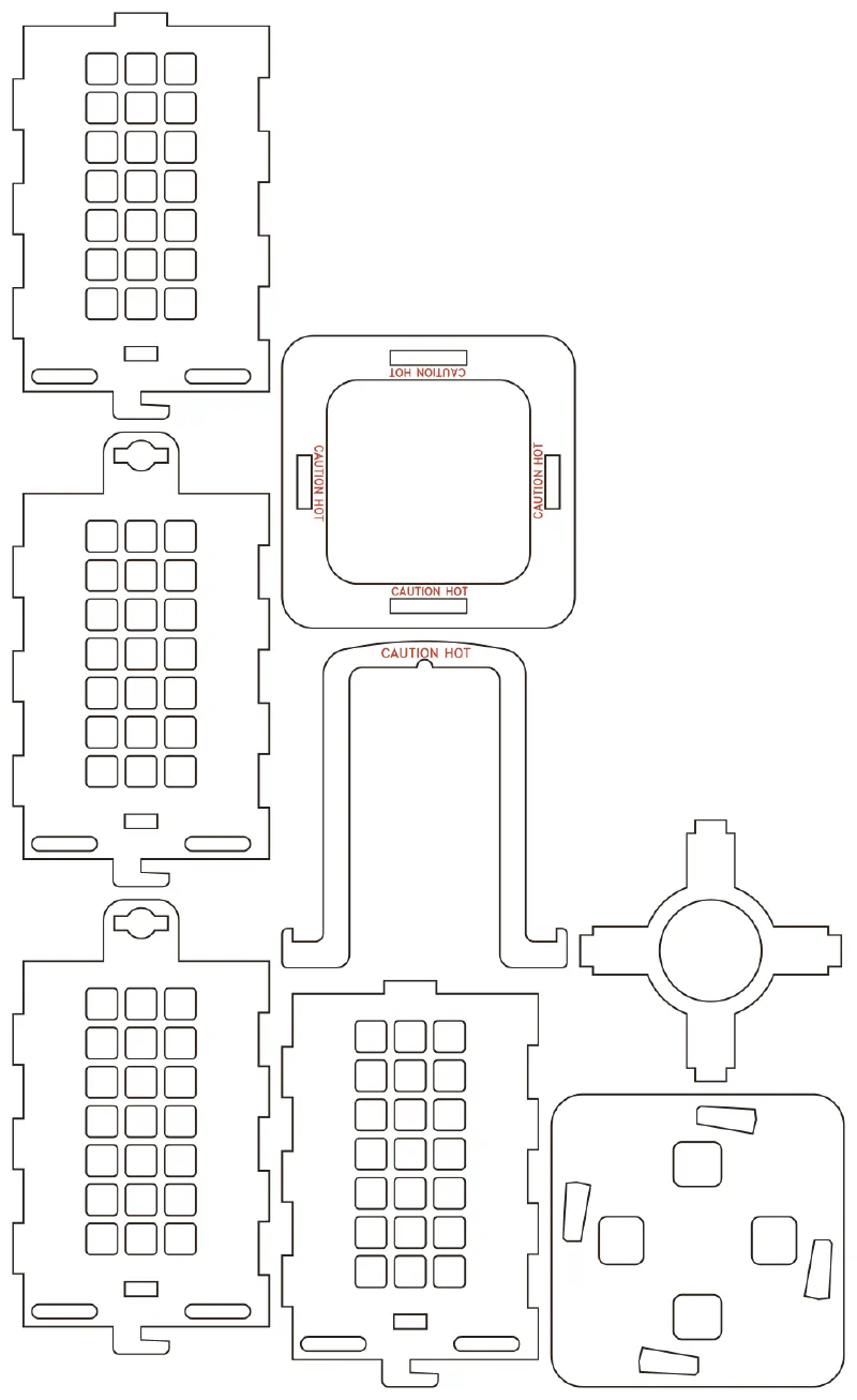 Flat part layout for the Lantern, window: Squares