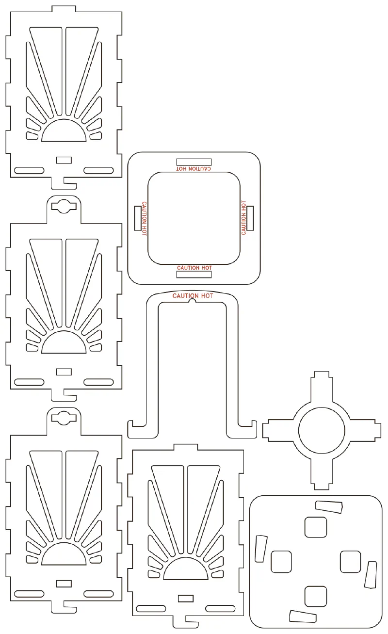 Flat part layout for the Lantern, window: Sunburst