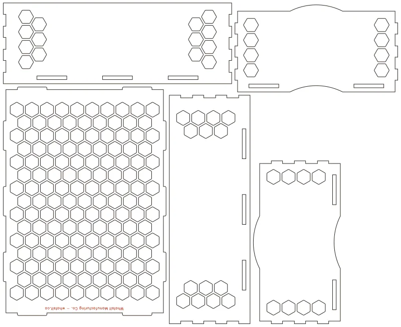 Flat part layout for the Produce Box, handle: No handle
