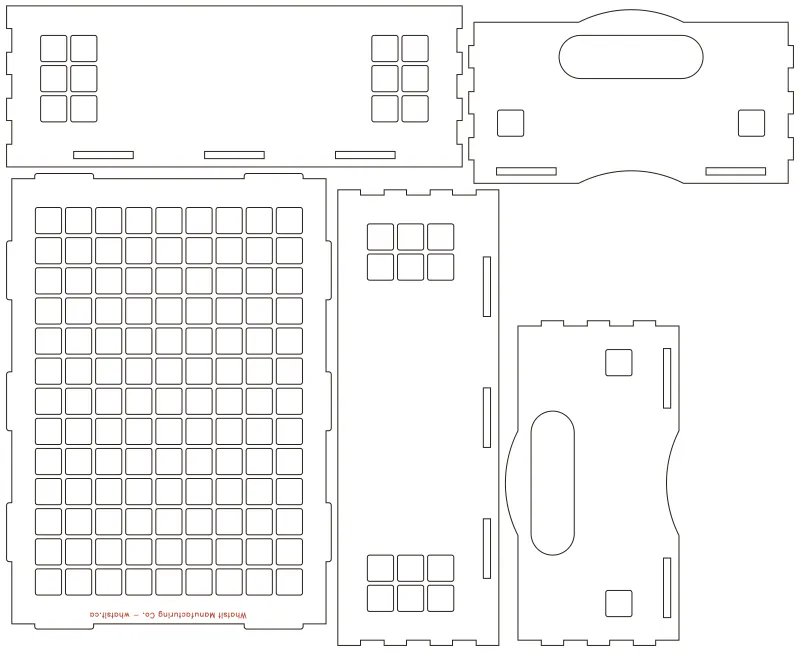 Flat part layout for the Produce Box, vent pattern: Squares