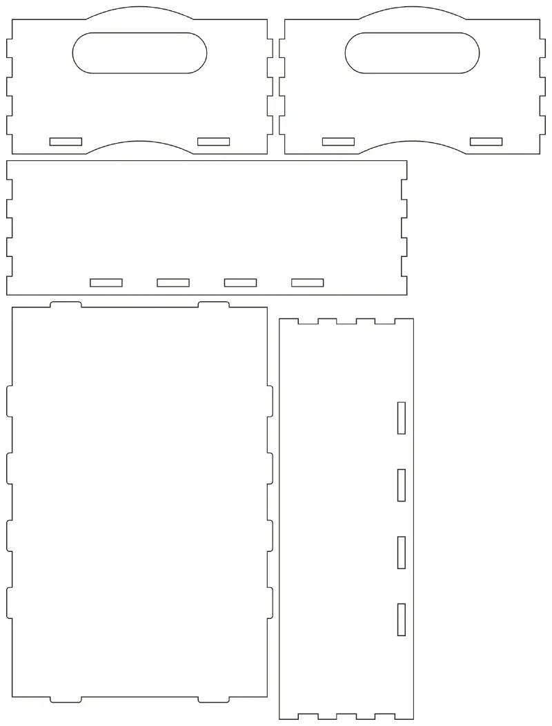 Flat part layout for the Project Box, size table: None