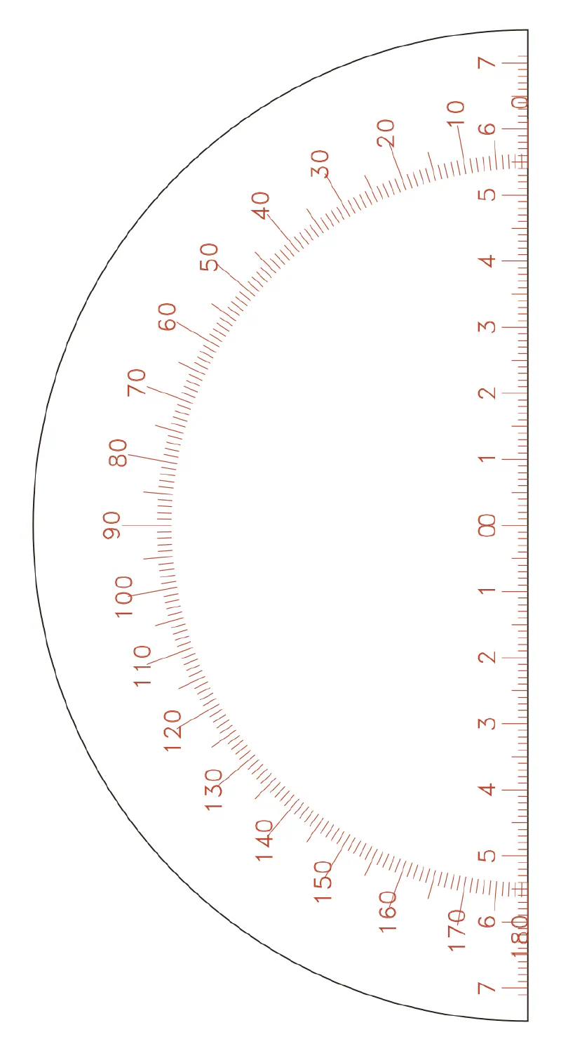 Flat part layout for the Protractor, centre notch: None