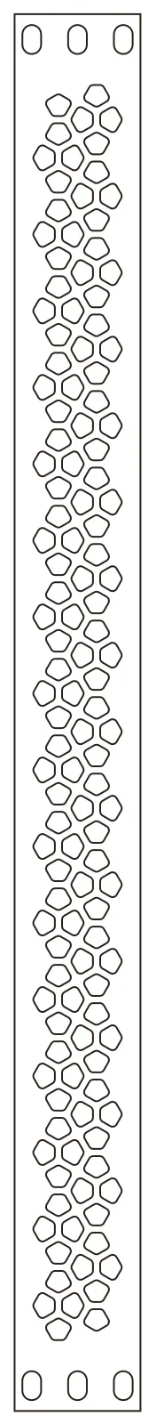 Flat part layout for the Rack Blanking Panel, vent pattern: Cairo (pentagons)