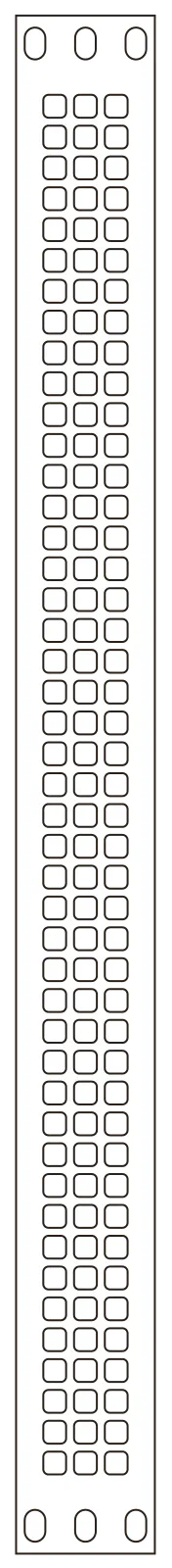 Flat part layout for the Rack Blanking Panel, vent pattern: Squares
