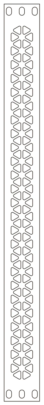 Flat part layout for the Rack Blanking Panel, vent pattern: Triangles