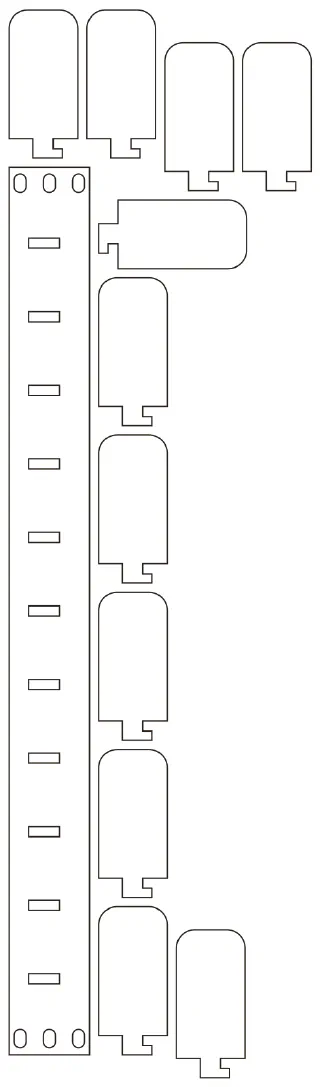 Flat part layout for the Rack Cable Manager