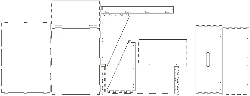 Flat part layout for the Rack Drawer, height (u): 4U