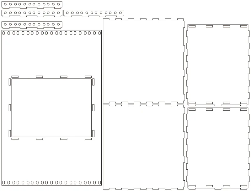 Flat part layout for the 10" Mini Rack, mount: On its side in a 19" rack