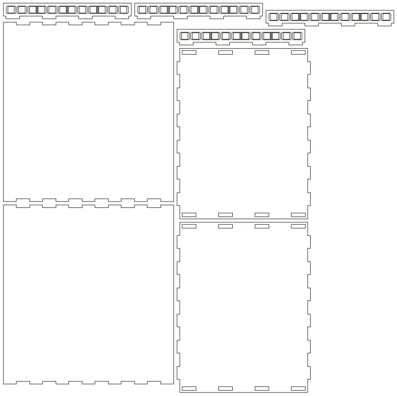 Flat part layout for the 10" Mini Rack, rail holes: Square (cage nut)