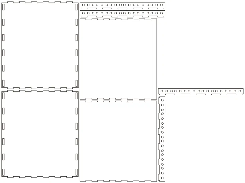 Flat part layout for the 10" Mini Rack, height (u): 6U