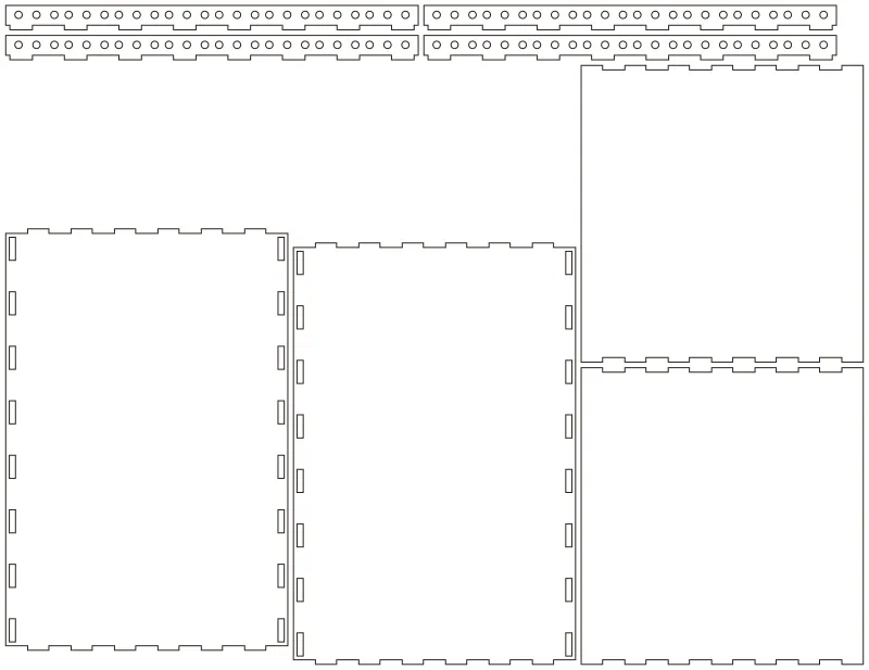 Flat part layout for the 10" Mini Rack, height (u): 8U