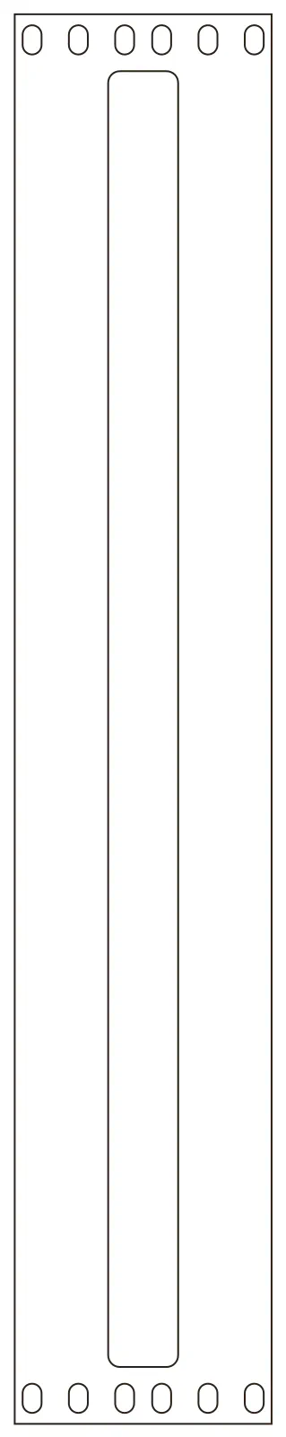 Flat part layout for the Rack Cable Pass-Through, height (u): 2U