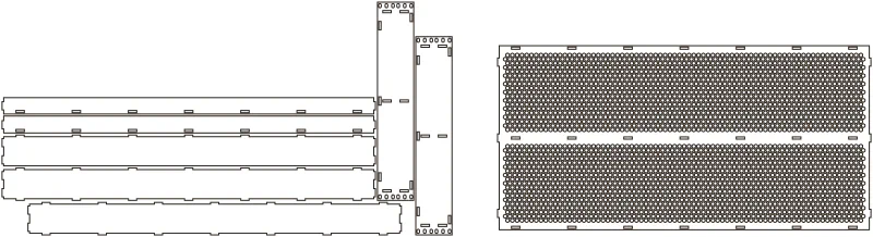 Flat part layout for the Full-Depth Rack Shelf, vent the top: Yes