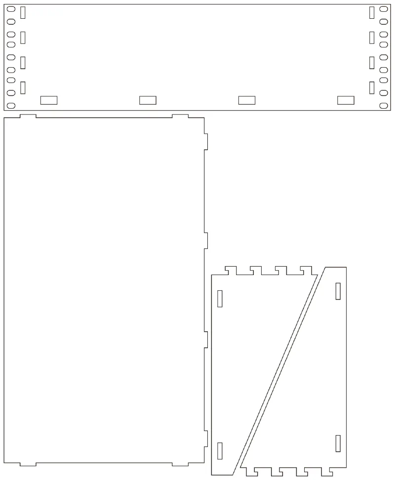 Flat part layout for the Cantilever Rack Shelf, height (u): 3U