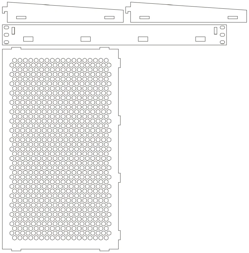 Flat part layout for the Cantilever Rack Shelf, vent the deck: Yes