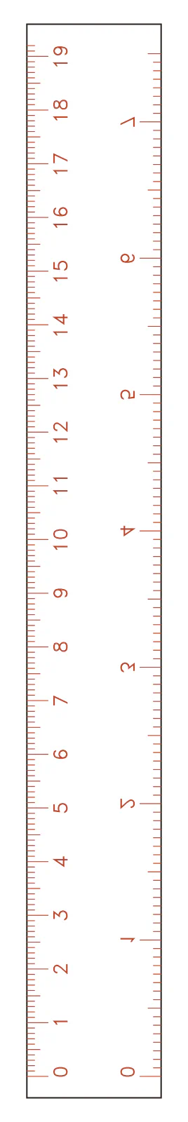 Flat part layout for the Ruler, scale unit: Both edges