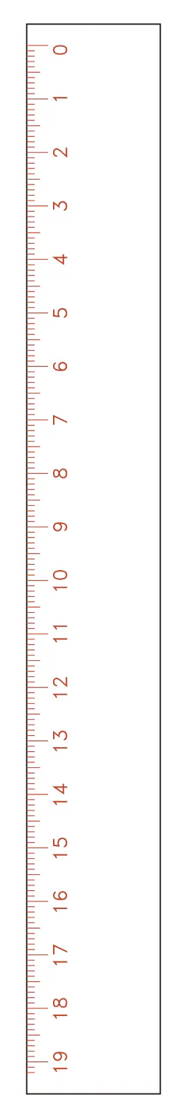 Flat part layout for the Ruler, zero end: Right