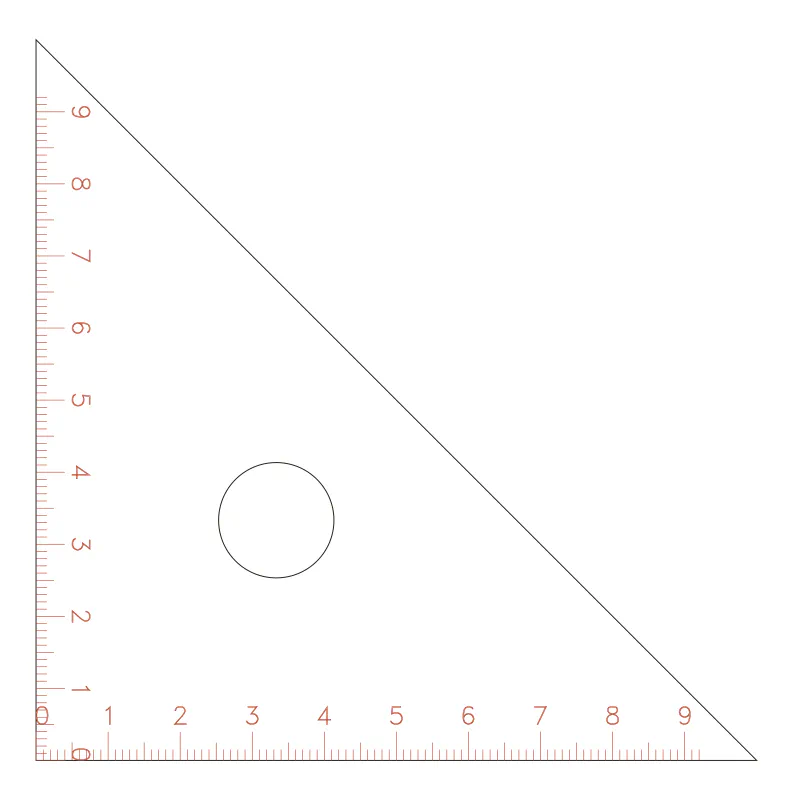 Flat part layout for the Set square, centre hole: Finger hole