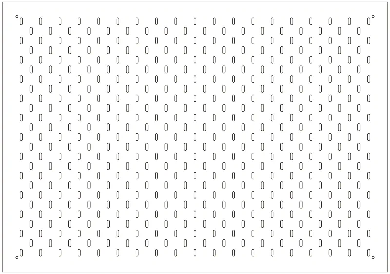 Flat part layout for the Skadis Panel, screw holes: At the corners