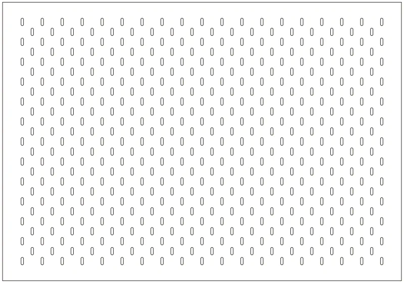 Flat part layout for the Skadis Panel, screw holes: None
