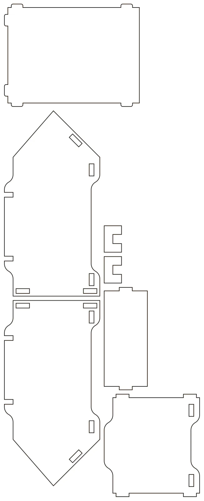 Flat part layout for the Stackable Bin, clips: A pair