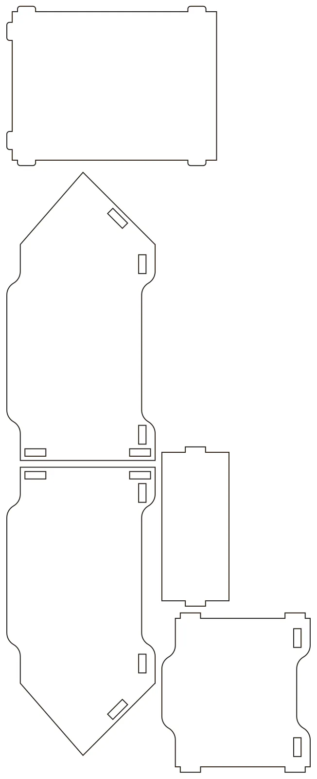 Flat part layout for the Stackable Bin, link notches: None