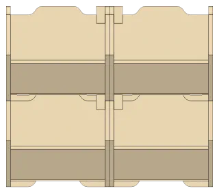 Stackable Bin, stacked connected view