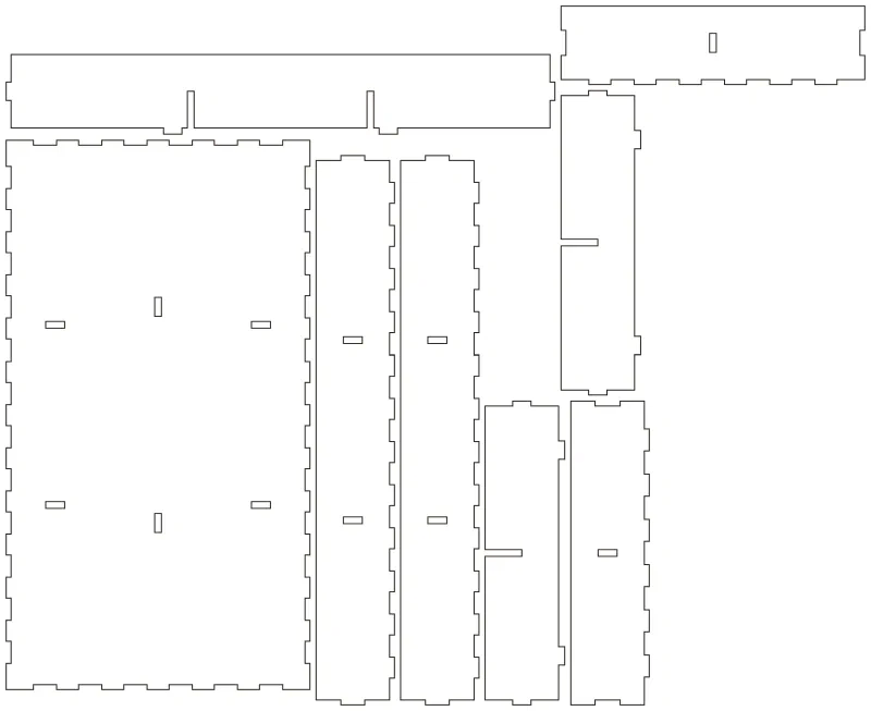 Flat part layout for the Tray, size table: None