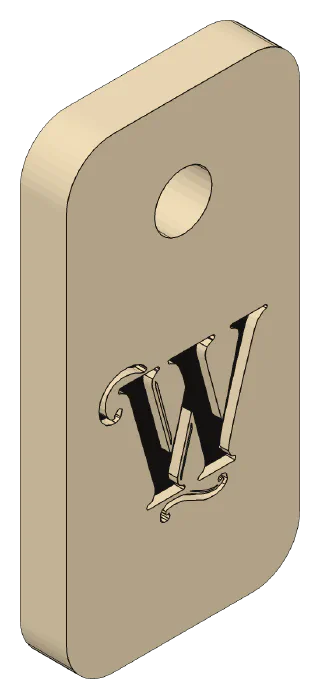 Zipper pull, front right view