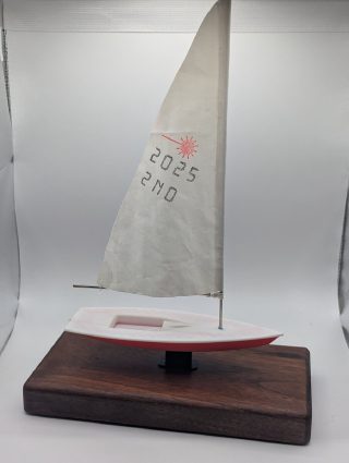 Sailboat award mounted on its solid hardwood base