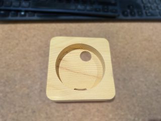 Top view of the mount showing the RAM ball and wood grain